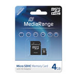MediaRange MicroSDHC card with SD adapter, 4GB